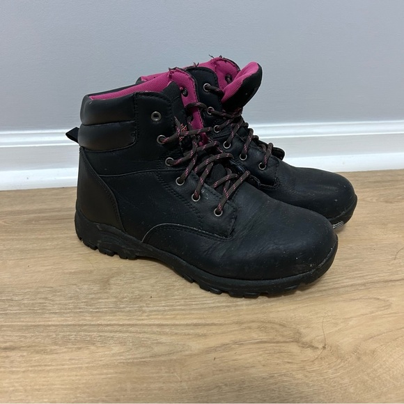 Brahma Women's Bevel Black Pink Steel Toe Work Lace Up Boots Size 10 - Picture 3 of 7